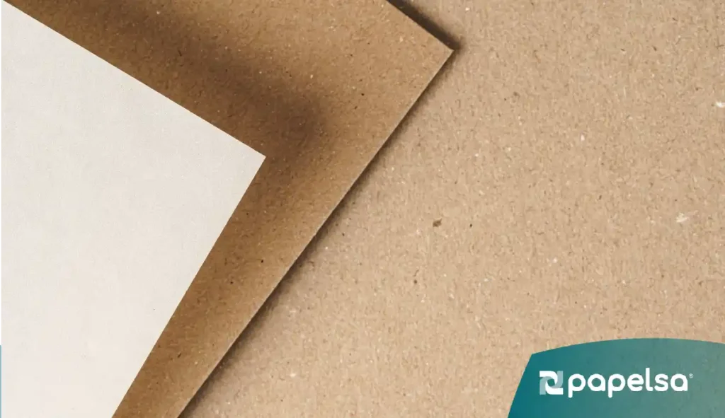 Hojas de cartón reciclado utilizadas en empaques sostenibles.