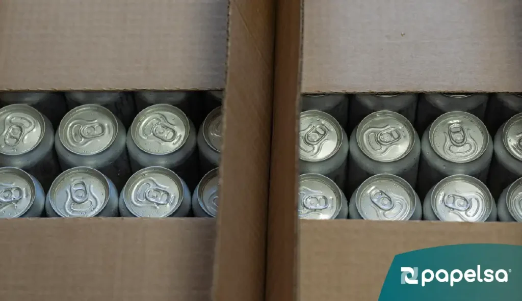 Empaque secundario dos cajas de cartón con latas de soda.